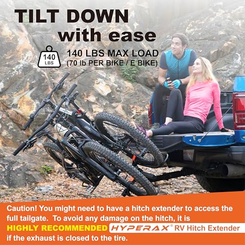 Hyperax VOLT 2 E-Bike Hitch Mounted Platform Style 2 Bikes Carrier For Car, Suv, Trucks, Sedan, No Wobble & Tilting Design E-Bike Rack thumb #2