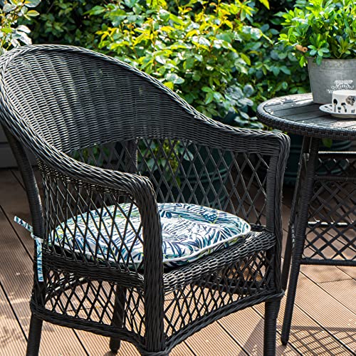 Stricklandhome Outdoor Cushions For Patio Furniture, Water-Resistant Patio Furniture Cushions, Tropical Leaves Outdoor Cushions Set Of 2, Round Corner Patio Chair Pads With Ties, 17"X16"X2" #TOP1