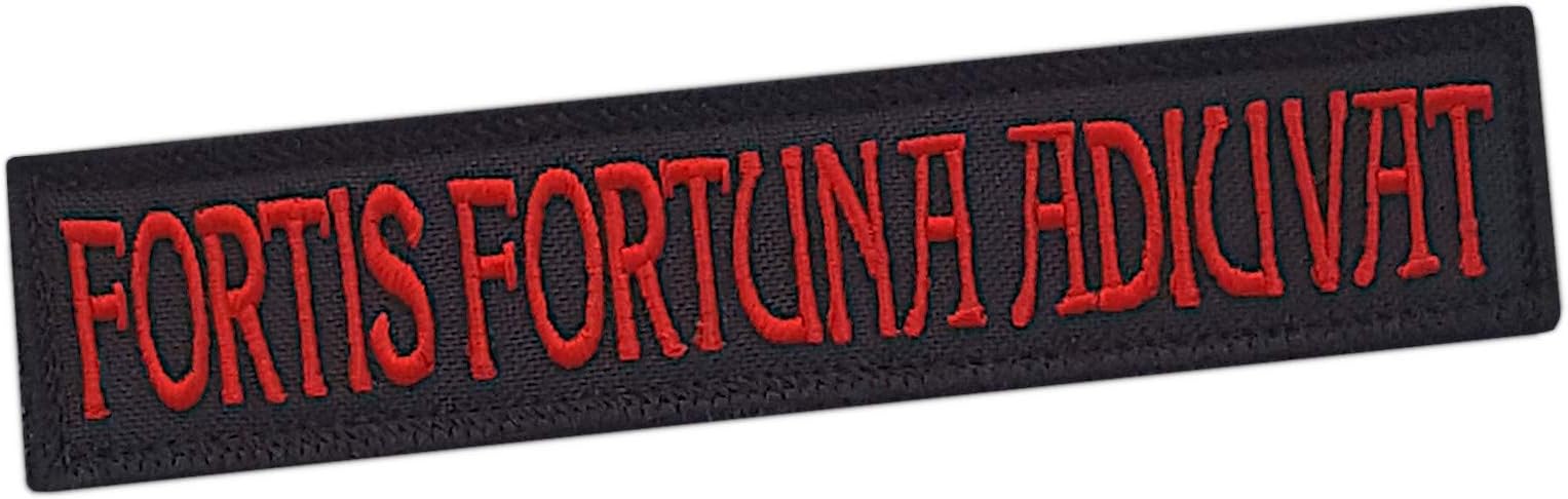 LEGEEON Fortis Fortuna Adiuvat 1x5 Black/Red Name Tape John Wick Morale Tactical Military Hook-and-Loop Patch