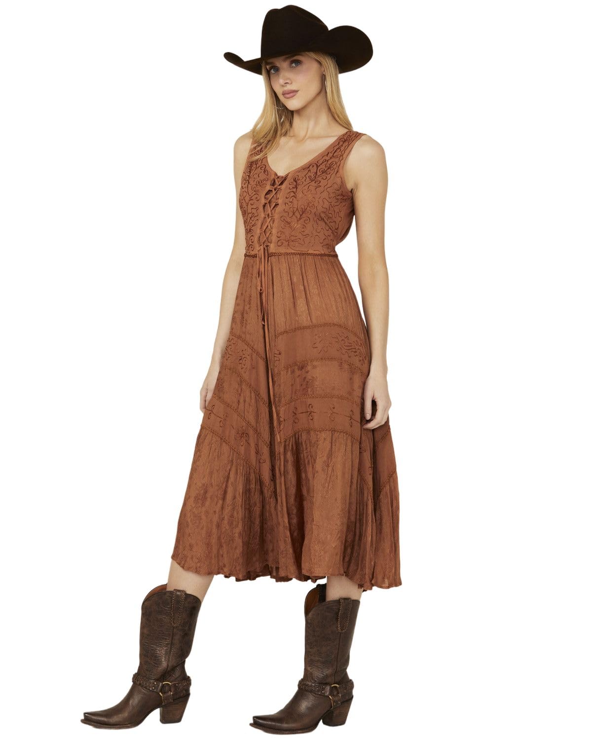 Scully Women's Women'S Lace-Up Jacquard Midi Dress - HC118-RUST Medium US