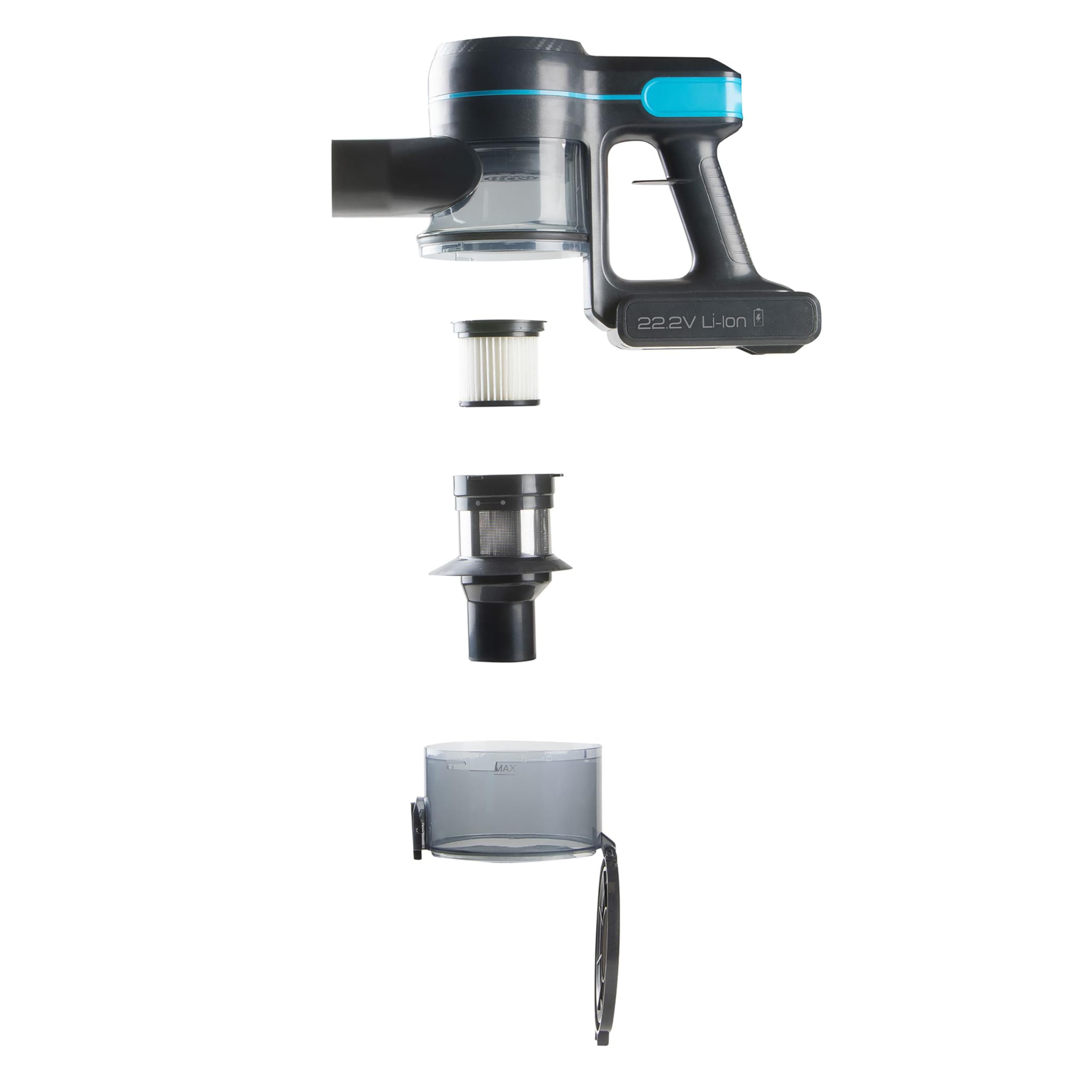 DOMO DO1135SV 2-in-1 Akku Stielstaubsauger Kabellos – 0,6 L – 22,2 V – 40 min – Silber