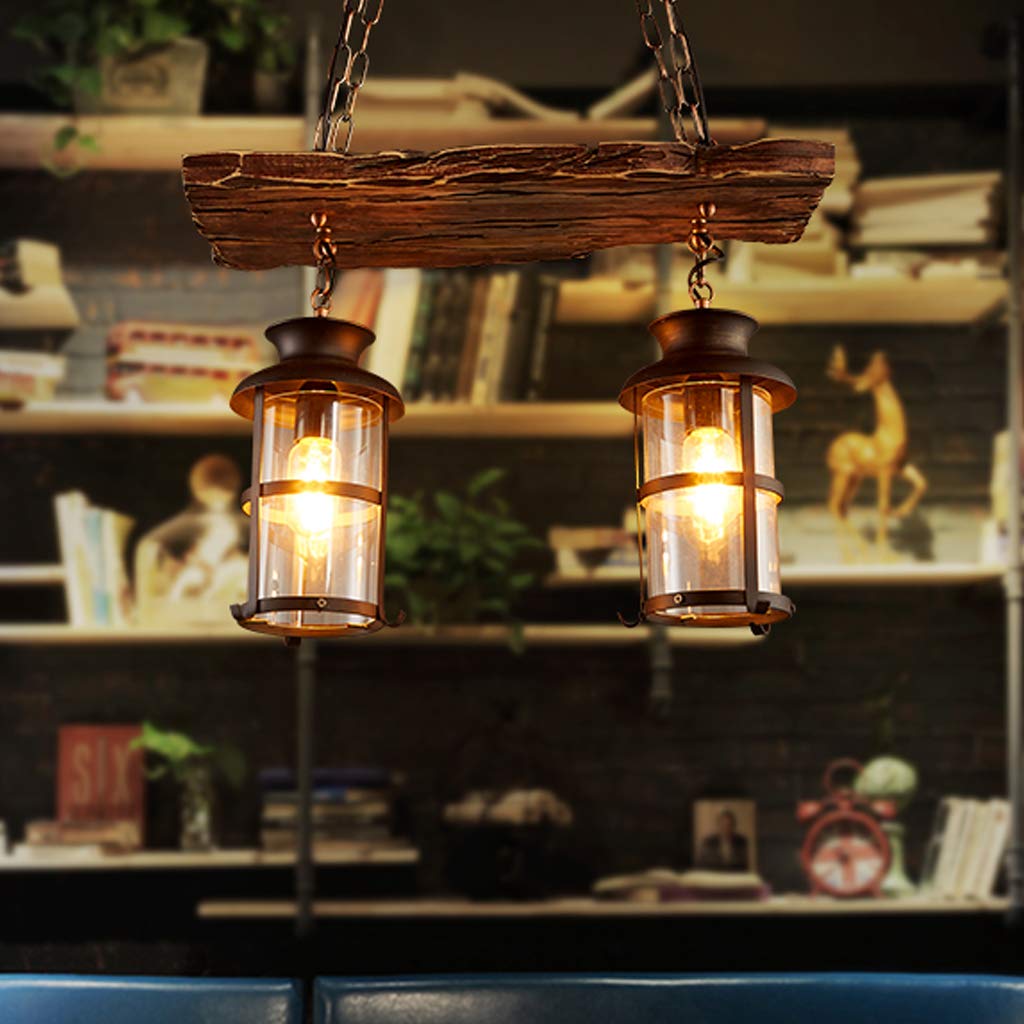 COMELY Lampadario Industriale Vintage, Sospensione In Legno Design Industriale Lampadario Sospeso In Metallo Base 3e27 Max 60w Per Soggiorno Sala Da Pranzo Cucina Ampoules Non Incluse 82877471