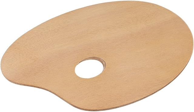 Wooden Painting Palette, 20 x 30cm Vintage Artist Oval Wooden Palette Oil/Acrylic Paint Tray Wood Painting Tool