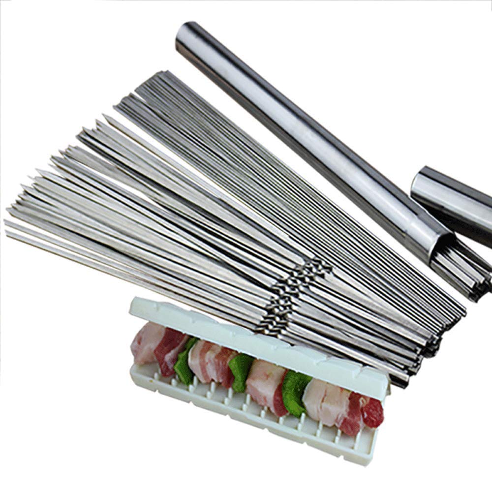 Spiedini In Acciaio Inox Per Barbecue Kebab Con Manici In Legno Spiedini Piatti Riutilizzabili In Metallo~p139357850