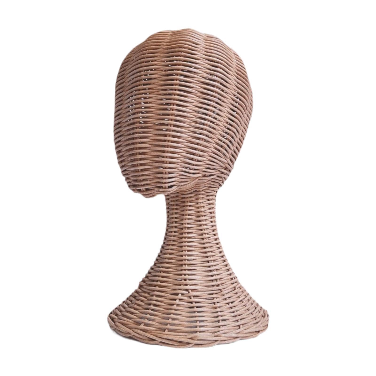 perfk Supporto per parrucca con supporto per testa di manichino, modello di visualizzazione per parrucche in rattan professionale alla moda, porta cappelli,