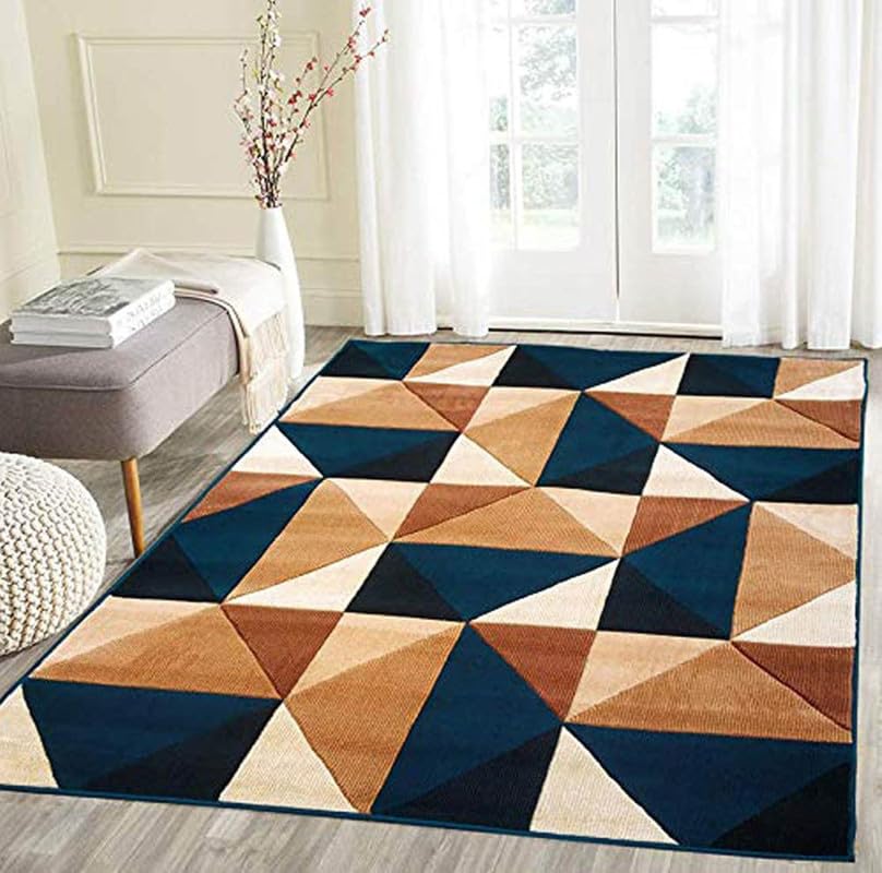 Image of Soft Premium Multi Color Carpet 5x7 ft - Washable, Anti-Skid, Fade-Resistant Acrylic Rug for Living Room, Hall, Bedroom, Modern Decor