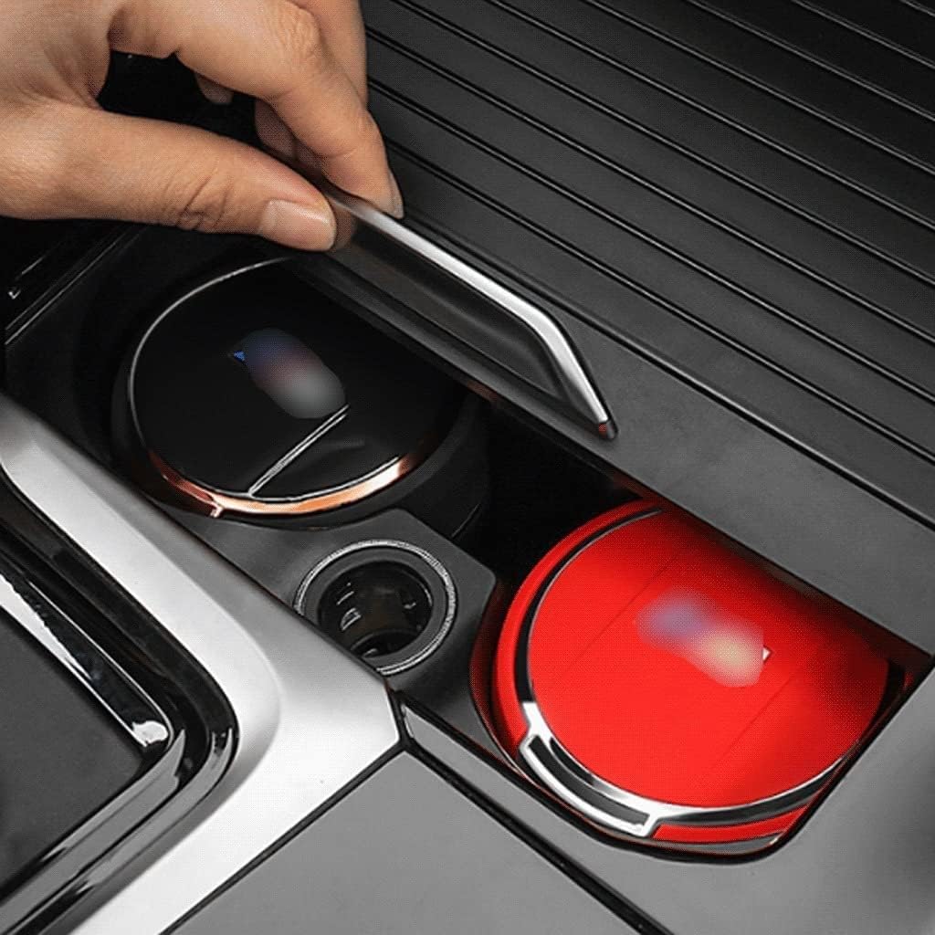 Car Ashtray with Led Lights with Cover Creative Personality Covered Car Inside The Car Multi-Function Car Supplies (Color : Gold)