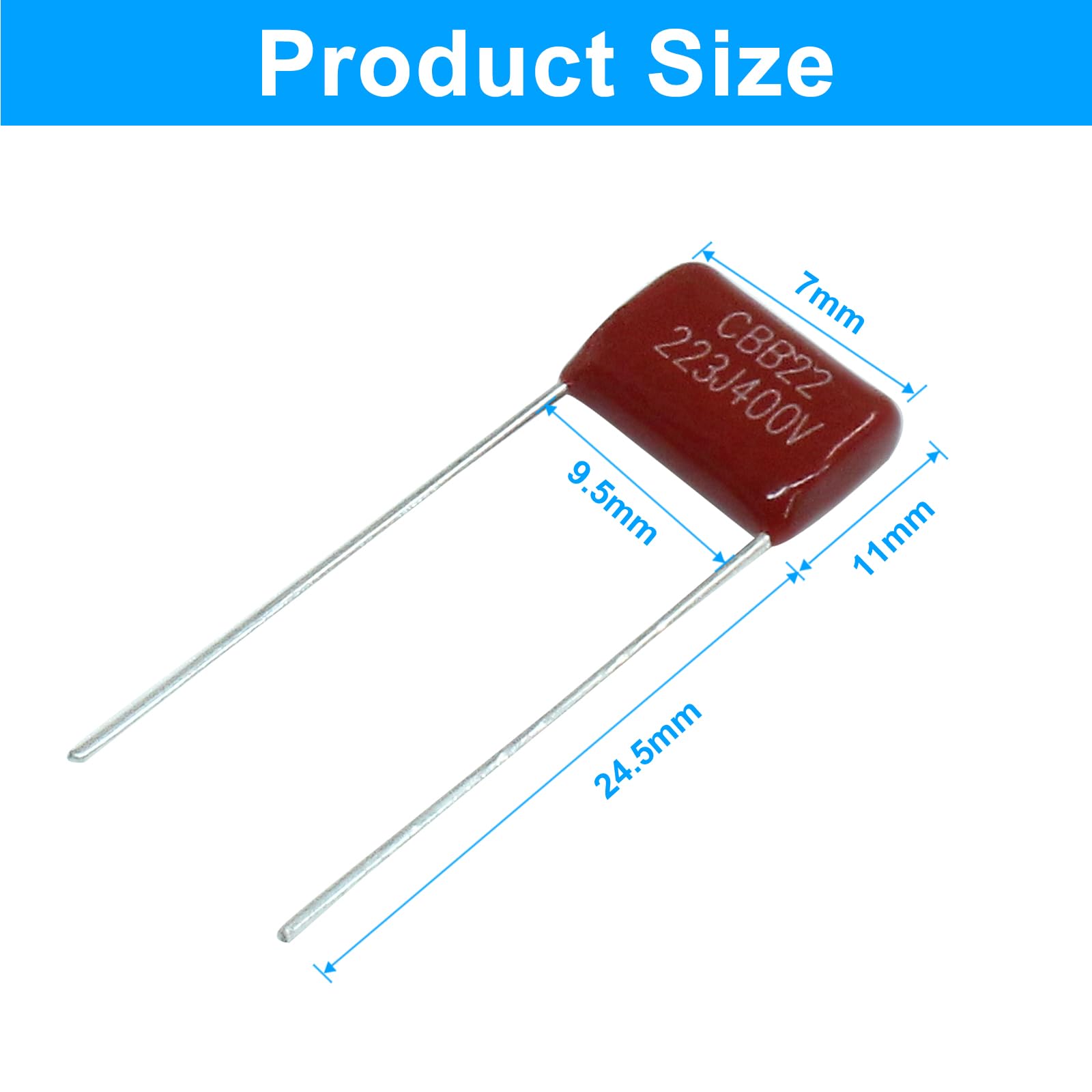 Piutouyar 10 Pack 223J 400V 0.022UF P10 Guitar Tone Capacitor Polypropylene Capacitor for Electric Guitar & Bass