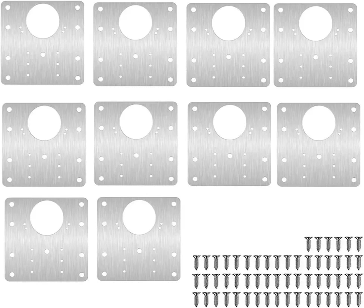 10-Pack Soft-Close Concealed Hinge Repair Plates for Cabinets and Furniture - Premium Stainless Steel Mounting Hardware