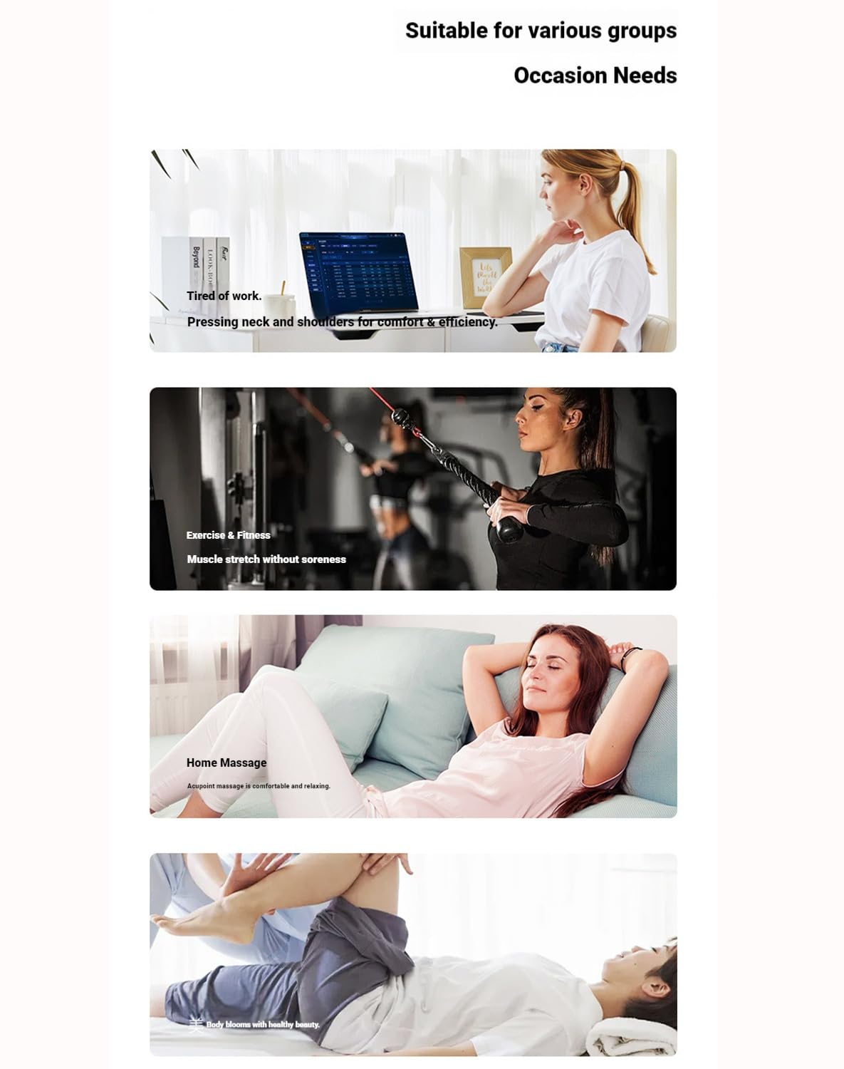 Luxcary Masajeador Drenante, Masajeador Reafirmante para Abdomen y Muslos, Forma Anatómica S Ergonómico Uso Diario en Casa (Blanco)