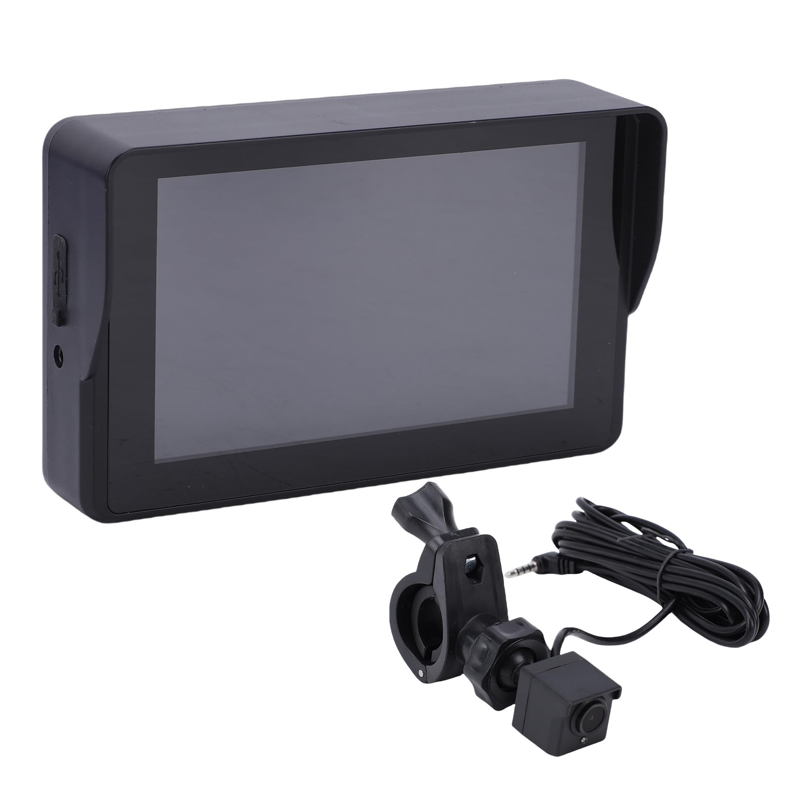 Shkalacar Rowerowy system kamery cofania, 5-calowy monitor HD 1080p z ochroną przed słońcem, szeroki kąt widzenia 110 stopni, widoczność w nocy, obrót o 360 stopni, do rowerów górskich i wyścigowych