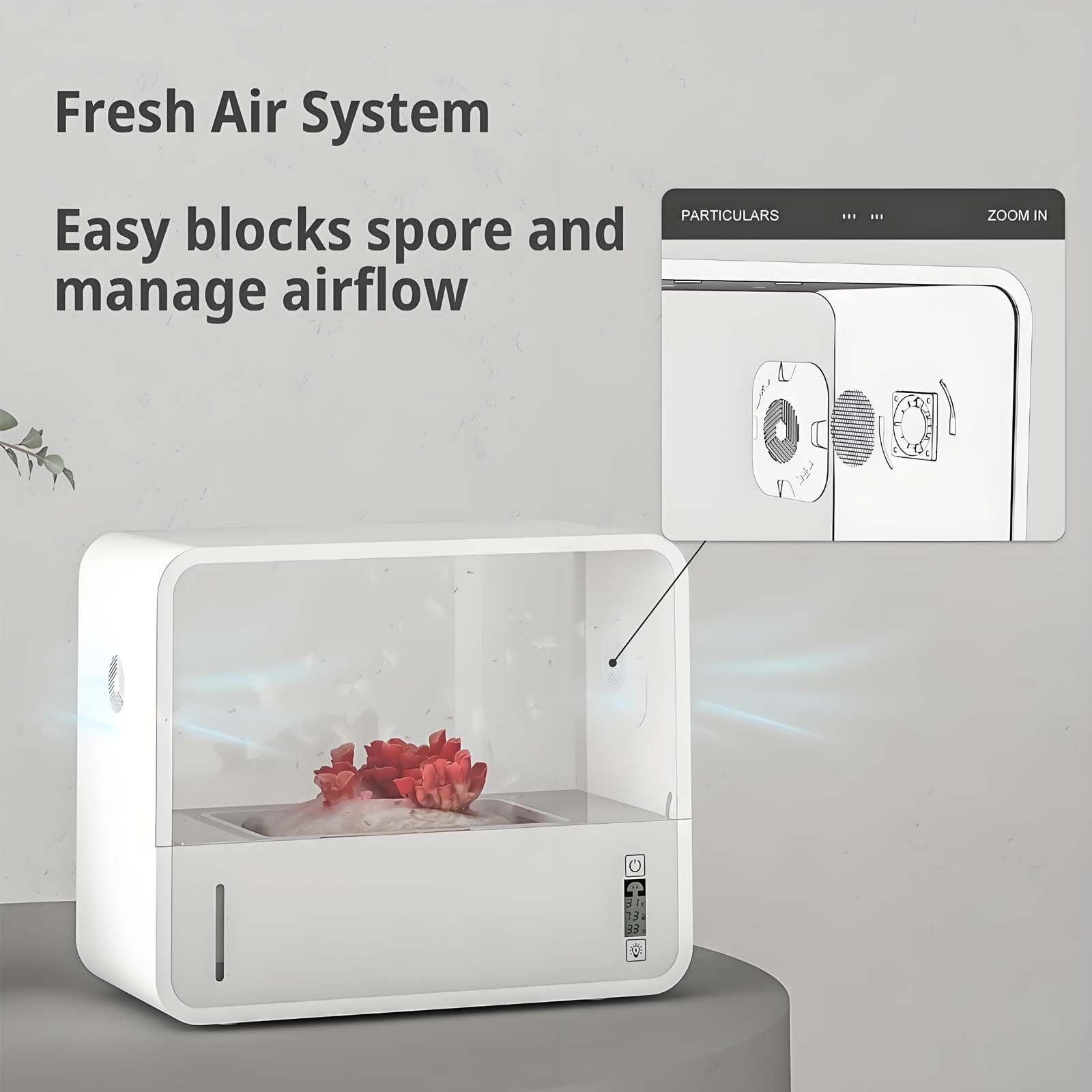 Tienda de Cultivo de Setas con luz de Cultivo, Kit de Cultivo automatizado Monotub con Control de Humedad y Sistema de Aire Fresco, Caja de Aire estático para Interiores para Setas de Cardo y Setas