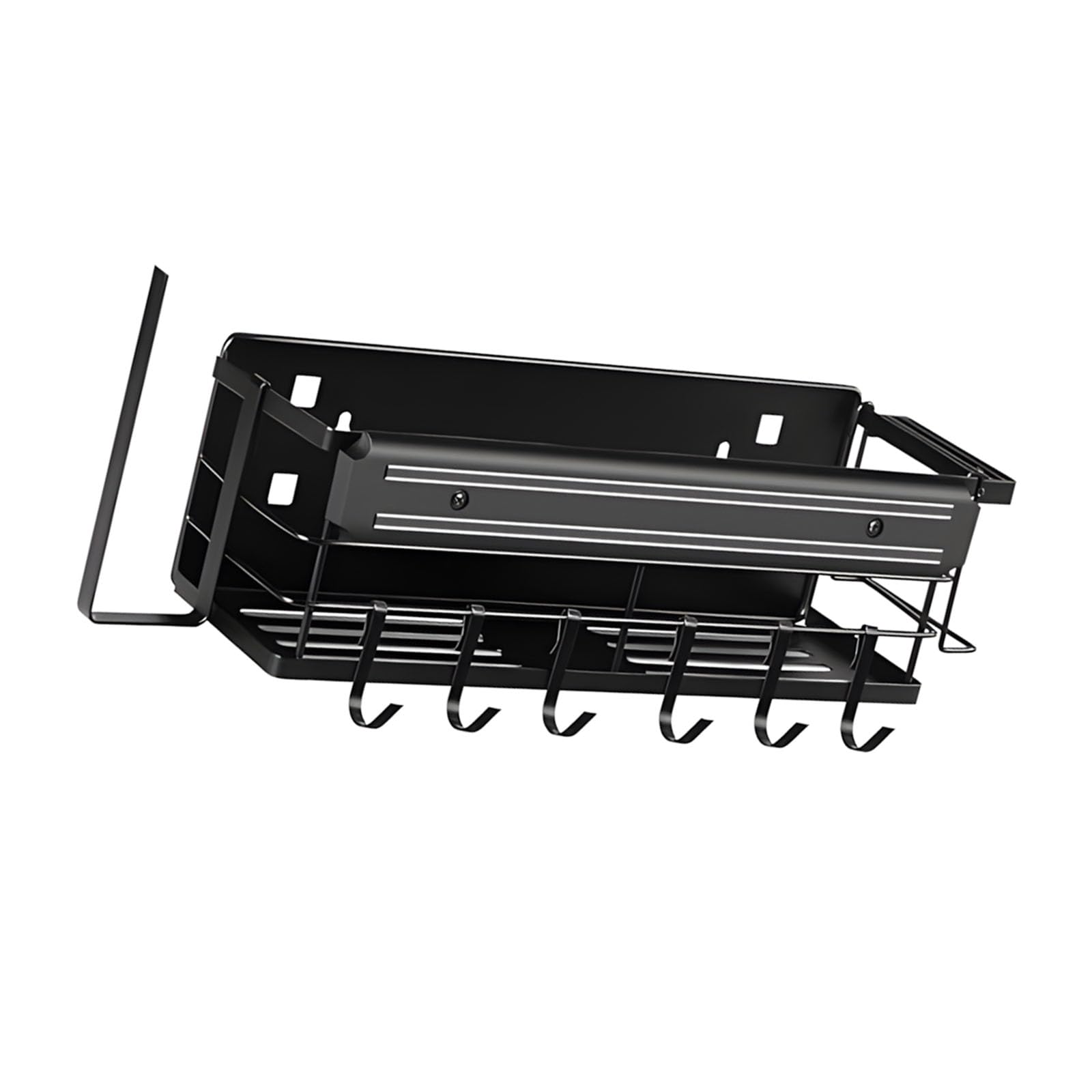 BOYANDM Duty Metal Grills Side Rack with Strong and Utility Hooks for Spatulas Tongs Seasonings Camping BBQ Rack