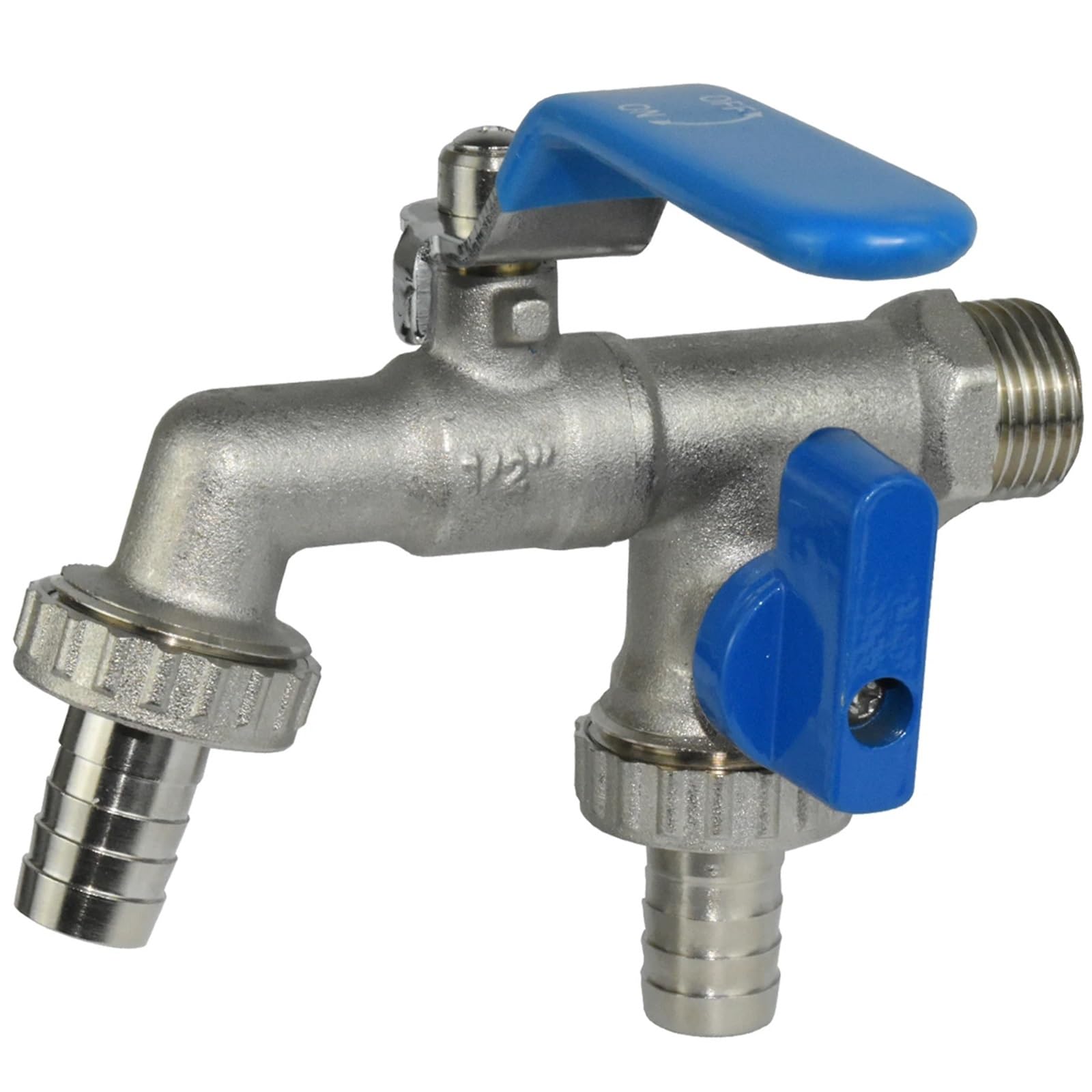 Adaptador de grifo de latón de repuesto para jardín, conector de tanque de agua IBC de 1/2 pulgada, válvula de bola de manguera de riego de 2 vías (SPL11-591-1PCS)