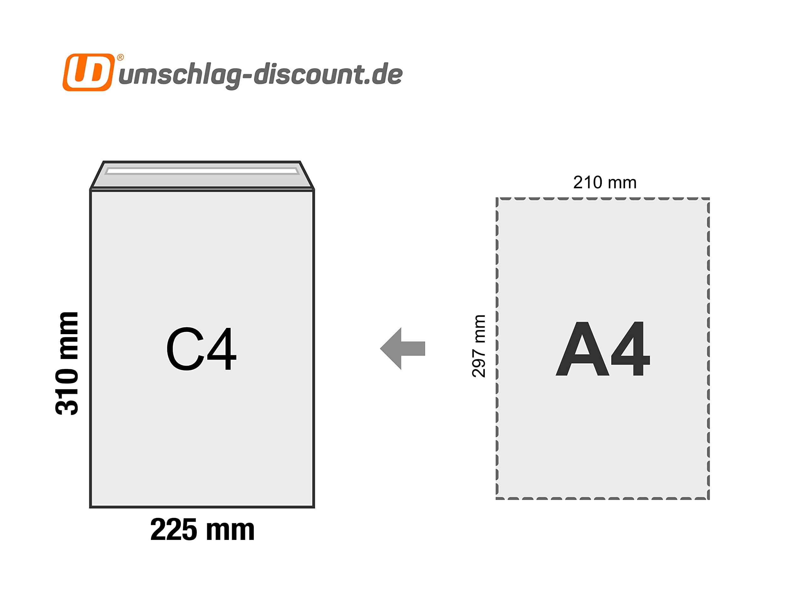 transparente Folienversandtaschen für Infoschreiben, Gutscheine, Werbebroschüren & Co – 1000 Stück selbstklebende Adhäsionsverschlussbeutel mit den Maßen 310 x 225 mm (DIN C4)