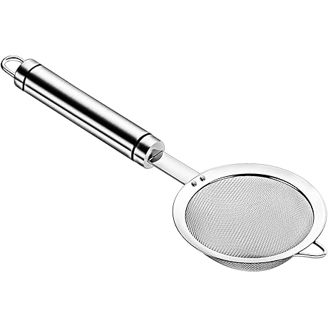 3.3-Inch 304 Stainless Steel Fine Mesh Poached Egg Strainer, Colander, Skimmer with Handle