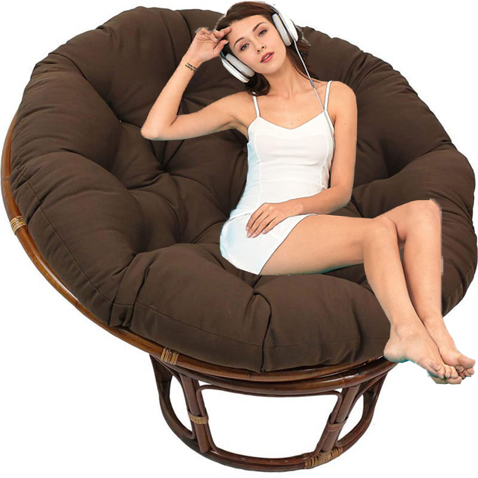 Kumiao C Waterproof Round Papasan Hair Ushion - Large Overstuffed Seat Ushion For Indoor And Outdoor Use - Ultimate Omfort And Style For Rocking Hairs