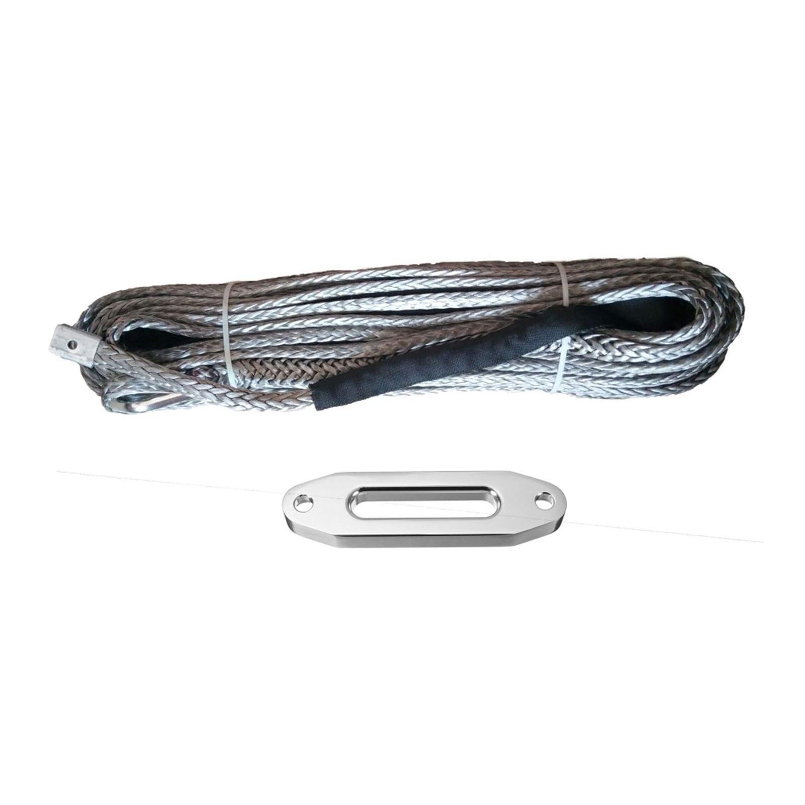 Winch Rope, 10mm X 30m Synthetic Winch Rope with 12000lbs Fairlead for 4WD 4x4 UTV ATV(Grijs)