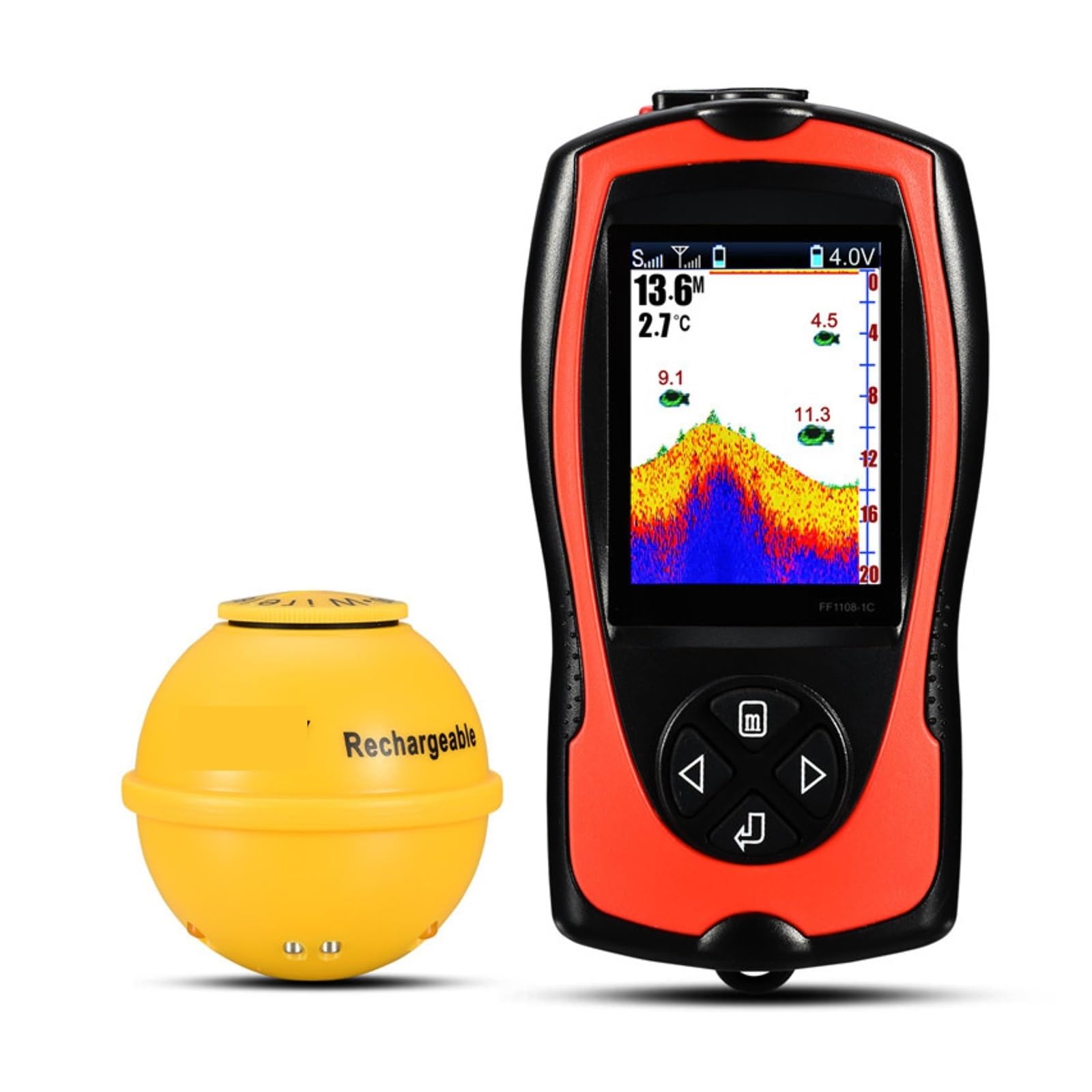 Ecoscandaglio wireless ricaricabile ecoscandaglio TFT a colori da 2,4 pollici,Alta definizione