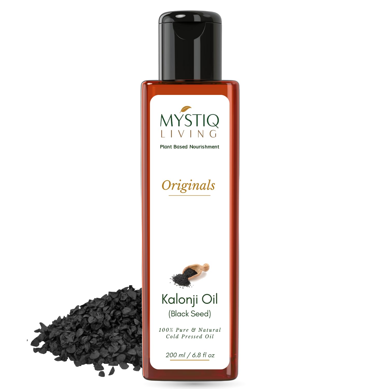Mystiq Living Kalonji Oil Black Seed Oil - Nigella Sativa | Black Till Seed | For Hair Growth, Control Hair Fall - 200 ML | 100% Pure and Natural, Cold Pressed