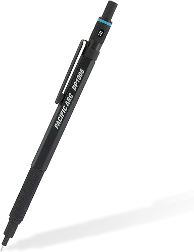 Vista 19 de Pacific Arc Chromagraph - Portaminas de metal de 0.028 in, barril plateado, con indicador de grado de lápiz integrado, soporte para lápiz de plomo