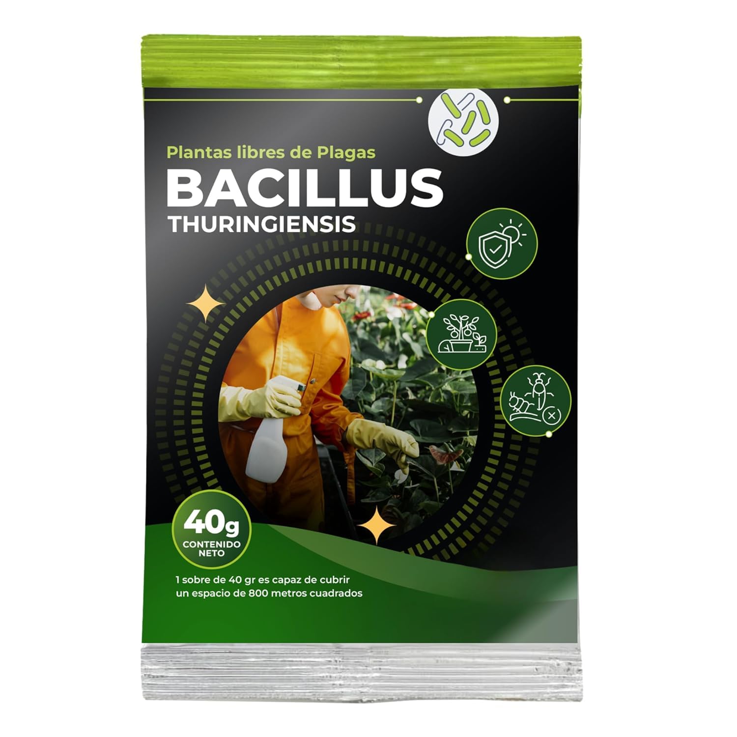 TRABE Pack 5 Bacillus Thuringiensis 40g | Protección contra Orugas Ecológico | Protege Todo Tipo de Cultivos y Plantas de Plagas | Respeta Animales, Medio Ambiente y Personas