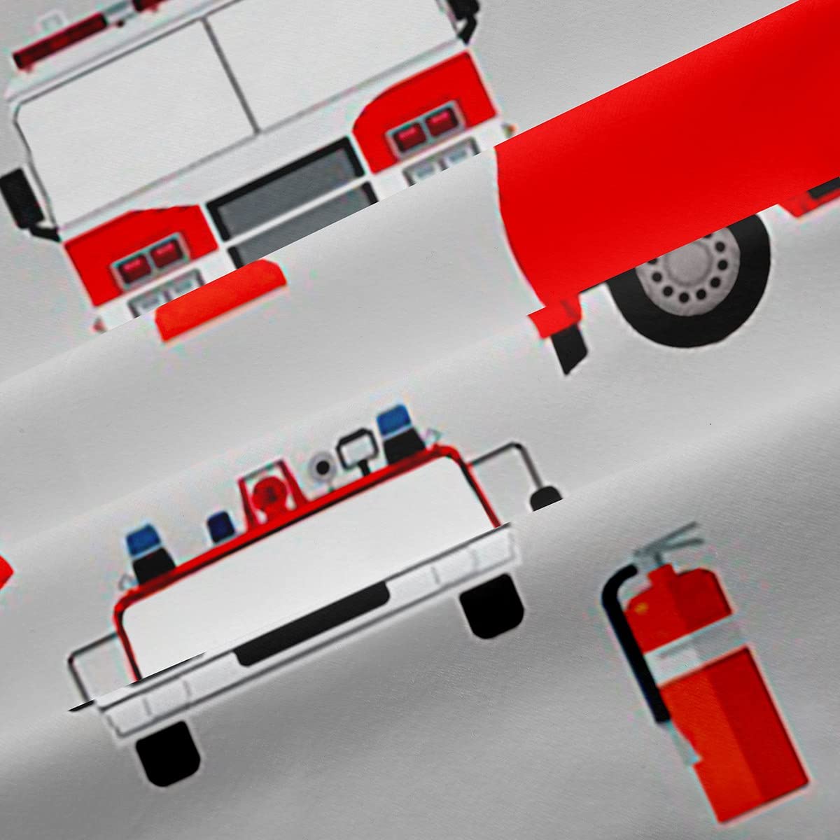 Loussiesd Kinder Feuerwehrmann Fenstervorhang 175x140cm Jungen Feuerwehr Feuerwehrmann Blickdichte Vorhänge Rotes Feuerwehrauto Fahrzeug Muster Vorhänge für Mädchen Schlafzimmer Dekor