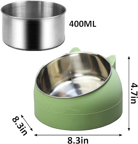Miniatura 2 de PINVNBY 2 cuencos elevados para gatos inclinados en 15, comedero elevado para bulldog sin derrames, plato de comida para perros y gatitos,