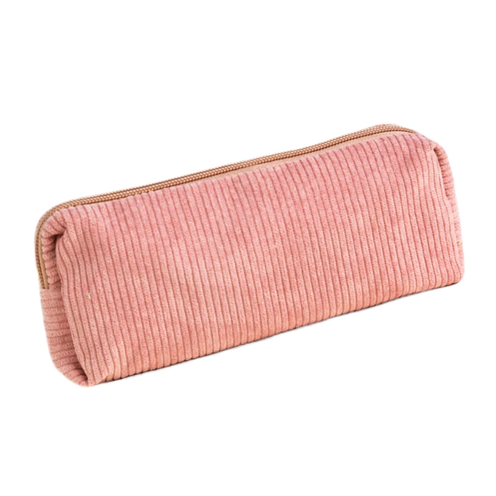 Zueyen Estuche Aesthetic, estuche de tela de pana pequeño, bolsa de maquillaje, estuche escolar, para niñas, niños, adolescentes, escuela, oficina (albaricoque), Rosa., Estuche para