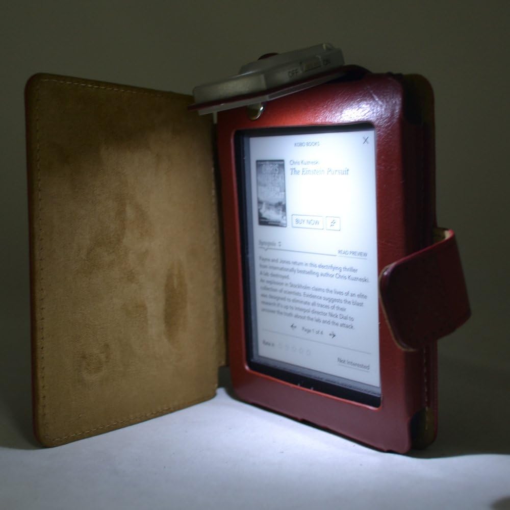 Coodio® KOBO Mini Premium Lighted Leather Cover Sleeve Case with Bright Led Light and Sleep Mode - Stylish Black