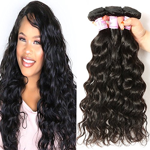 Beauty Forever Hair Brazilian Natural Wave Curly Virgin Hair Weave 4 Bundles 100% Unprocessed Human Hair Extensions Natural Color 95-100g/pc (14 16 18 20)