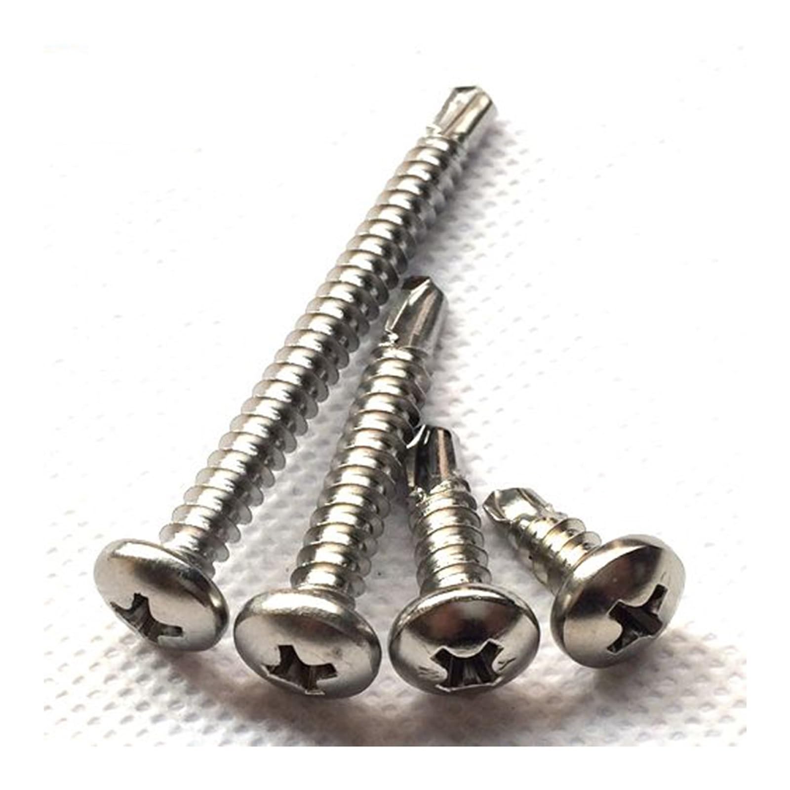 200 pezzi, viti a filettatura singola, viti for legno multiuso, 6#8#10#12#14 Phillips in acciaio inossidabile vite autoperforante filettatura vite autofilettante bullone M3.5-M6.3 testa cili