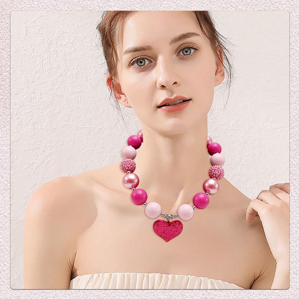 20MM 20PCS Pink Chunky Bubblegum Acrylic Beads with Holes Round Resin Rhinestone Faceted Assorted Loose Spacer Bead Bulk for Jewelry Making Earrings Bracelets Necklaces DIY Craft Supply - Image 5