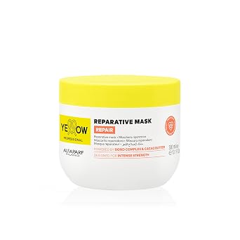 ALFAPARF MILANO Yellow Professional Repair Reparative Mask for Damaged Hair - Powered By Bond Complex & Cacao Butter - Designed For Intense Strength