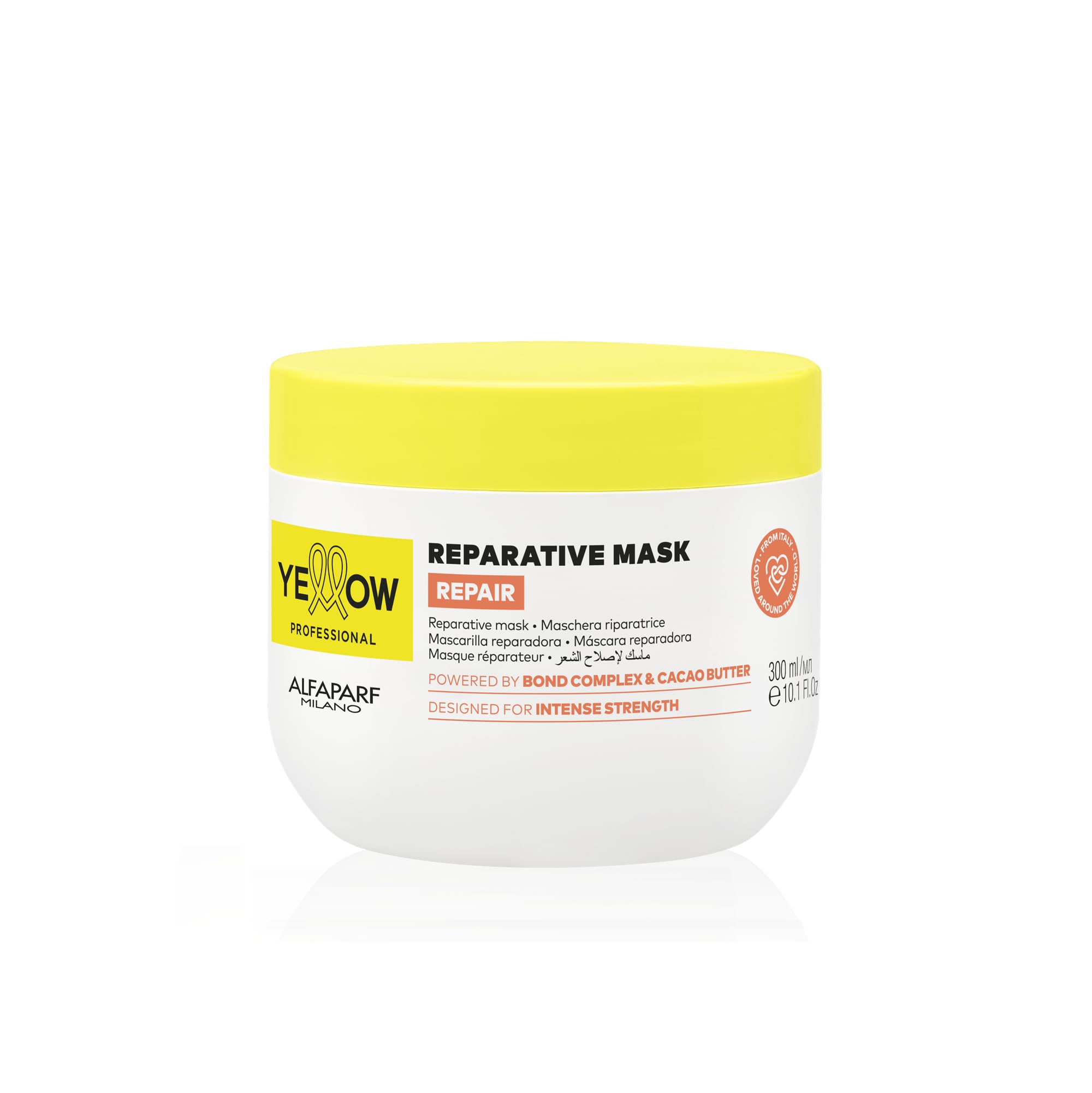ALFAPARF MILANO Yellow Professional Repair Reparative Mask for Damaged Hair - Powered By Bond Complex & Cacao Butter - Designed For Intense Strength