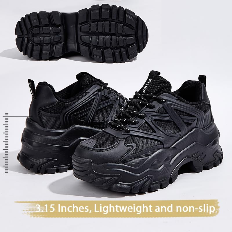 Niluber Chunky Sneakers for Women White Black Red Purple Platform Sneakers Comfortable Casual Lace Up Fashion Tennis Shoes2
