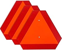 Vista 8 de Letrero reflectante de movimiento lento para vehículo, triángulo de vehículo de movimiento lento, 14 x 16 pulgadas, 80 mil de grosor, de plástico