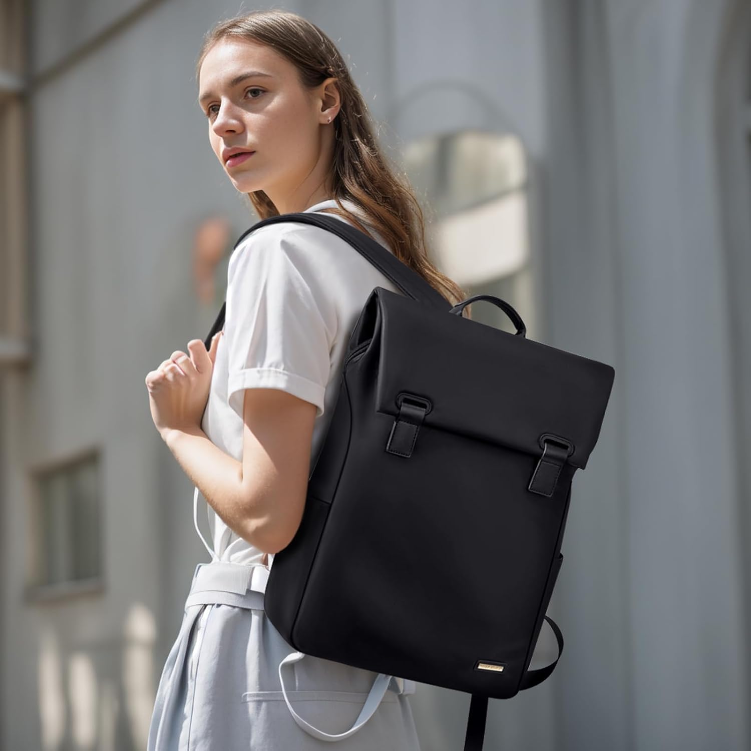 Women Laptop Backpack Computer Backpacks Carry On Waterproof backpack Fits 15.6Inch Notebook Travel Commute College (Black) - Image 8