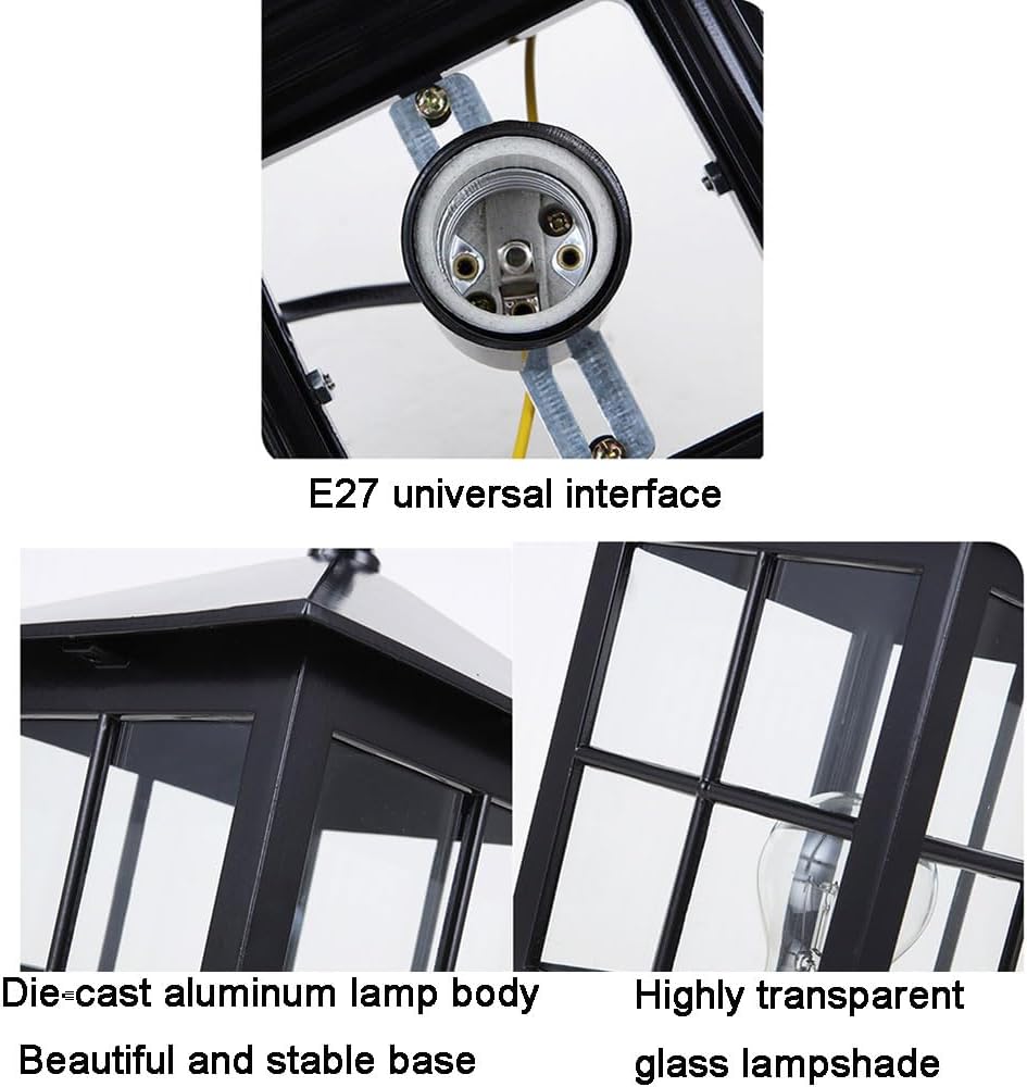 Modern Lawn Pillar Light Outdoor Waterproof Floor Lamp Outdoor Column Lamp E26 Glass Shade Fence with Pillar Mounting Base, for Yard, Garden, Patio