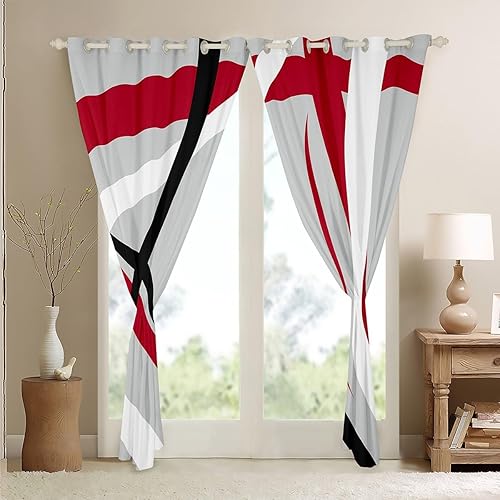 Miniatura 4 de Cortinas opacas con círculos geométricos de 30 % a 50 %, cortinas modernas retro con ojales para decoración de dormitorio, sala de estar, cortinas