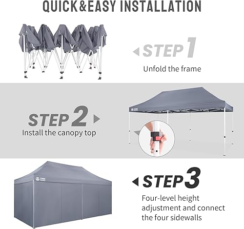 Miniatura 69 de CROWN SHADES Tienda de campaña desplegable con toldo instantáneo comercial de 10 x 10 pulgadas con bloqueo central