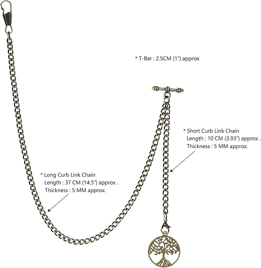 TREEWETO Montre De Poche Double Albert Pour Homme Avec 3 Crochets Avec Pendentif Croix Antique