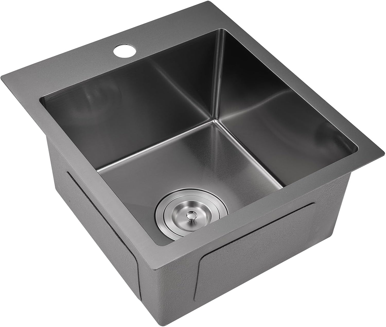 ROVATE 15 inch Drop in Bar Sink Black, Small Topmount Kitchen Sink