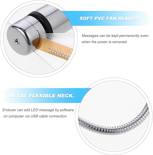 Miniatura 4 de POPETPOP Ventilador de enfriamiento programable USB LED portátil Ventilador de escritorio flexible Palabras intermitentes Portátil Portátil Portátil