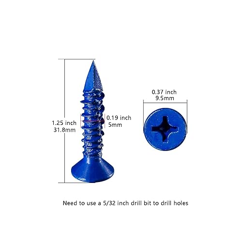 Miniatura 2 de Wensilon WenSilon (30 piezas) 316"x1-14 anclaje de tornillo de hormigón azul cabeza plana para anclar a mampostería, bloque o estuco de ladrillo