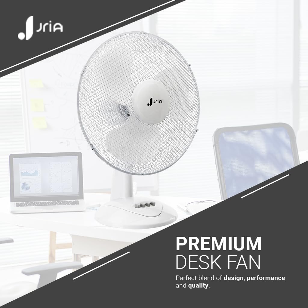 Ventilatore portatile da tavolo 12 pollici, leggero, 40 Watt, 3 velocità, oscillazione grandangolare, flusso d'aria, testa di inclinazione regolabile, ventilatore da scrivania (ventilatore da