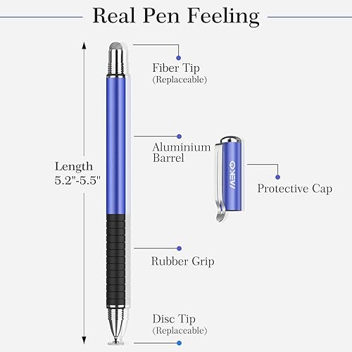 Miniatura 9 de MEKO (2 unidades) Serie de precisión 2 en 1 - Lápiz capacitivolápiz óptico para todos los dispositivos de pantalla táctil, paquete con 4 puntas de