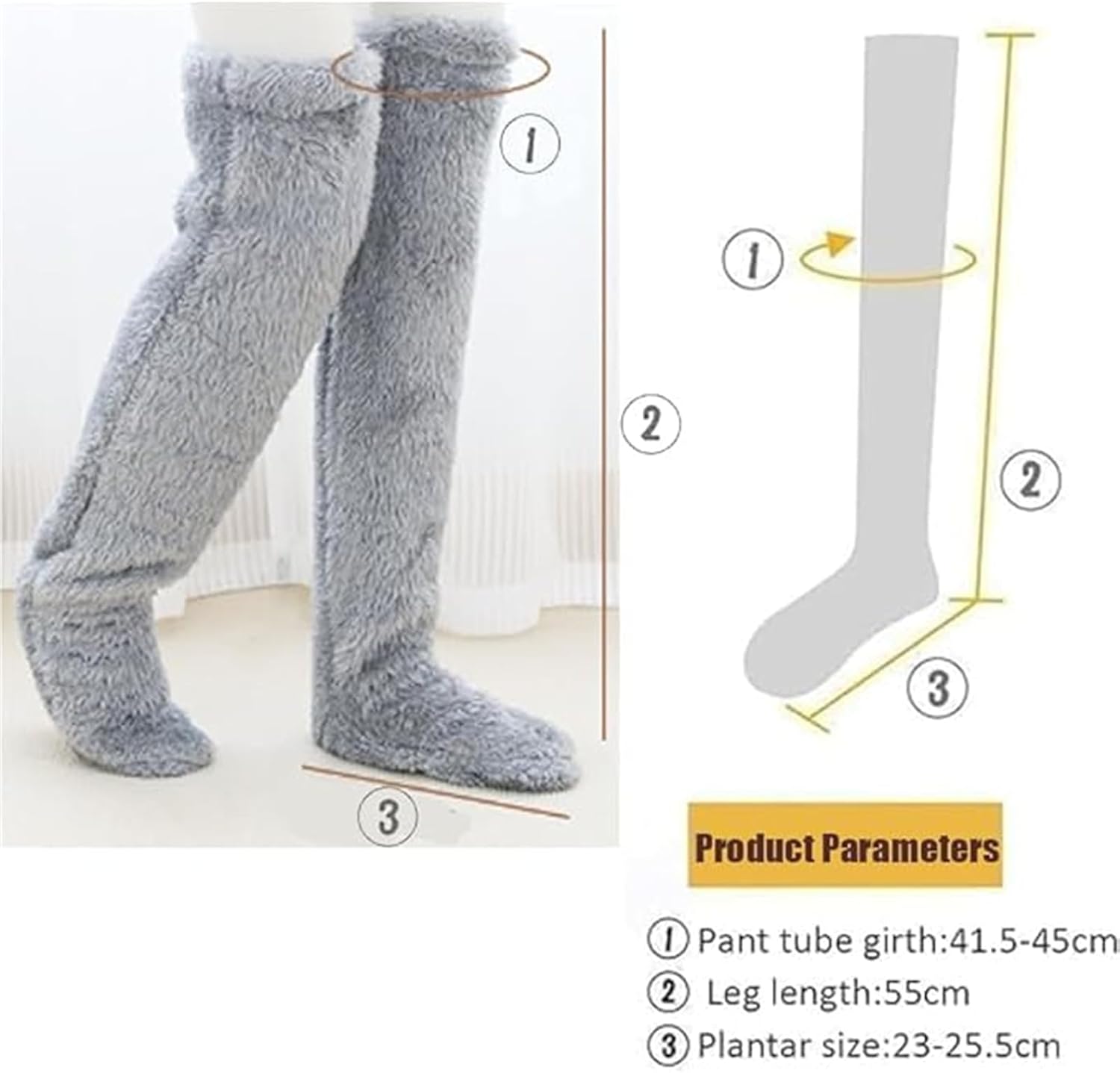 Goose down Knee Socks for Christmas, Soft Cozy over the Knee Long Tube Sock for Cold Weather, Fuzzy Leg Warmers Warm