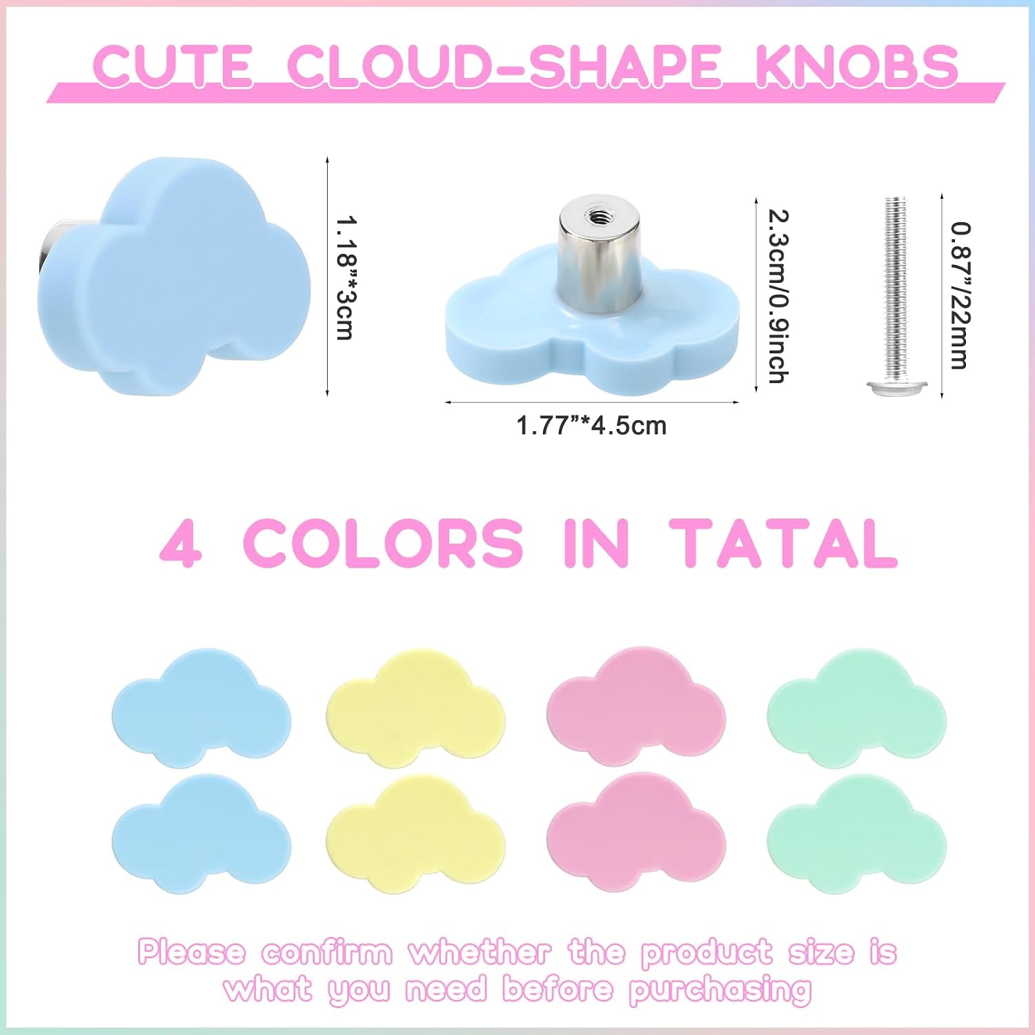 Geelin 12 Pcs Silicone Cloud Shape Cabinet Knobs with Screws Soft Cabinet Handle Pulls Cartoon Dresser Knobs for Girls Boy Kids Baby Nursery Kitchen Door Drawer Closets Cupboards, 4 Morandi Color
