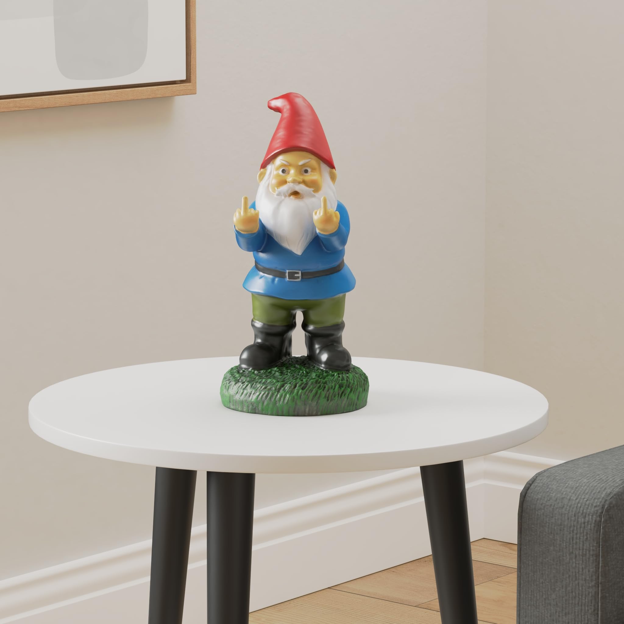 Gnometastic Statua krasnala środkowego palca, duża wysokość 31,8 cm - oryginalna figurka krasnala ogrodowego z podwójnym ptakiem, dekoracja i ozdoba trawnika, zabawne krasnale ogrodowe, ozdoba